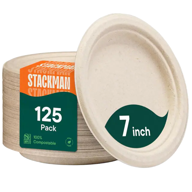 Paper Plates, 100% Compostable Heavy Duty