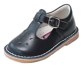 L’Amour Joy Leather T-Strap Mary Janes — Navy, Size 12