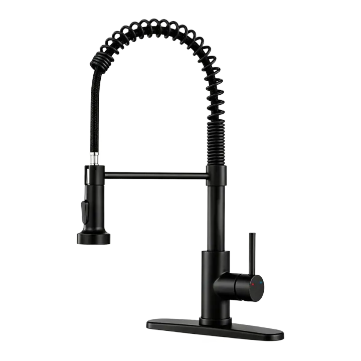 OWOFAN Stainless Steel Pull-Down Kitchen Faucet, Matte Black