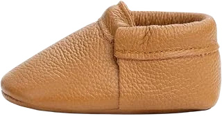 BirdRock Baby Fringeless Leather Moccasins — Brown, Size 2