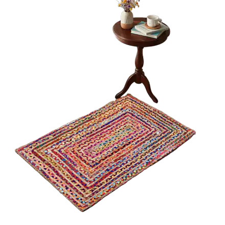 Jute & Cotton Braided Accent Rug, 2x3 ft