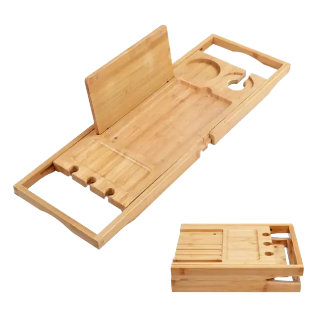 Utoplike Expandable Bamboo Bathtub Tray