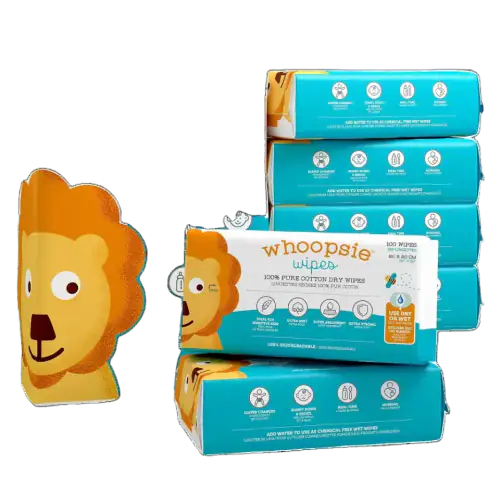Whoopsie Wipes – The Original 100% Pure Cotton Dry Baby Wipes (600 Count)