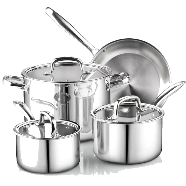 Cook N Home 7-Piece Tri-Ply Clad Stainless Steel Cookware Pots & Pans Set