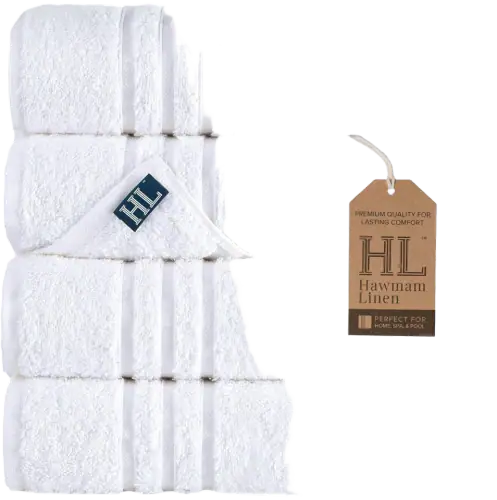 Hawmam Linen White Bath Towels, 4-Pack
