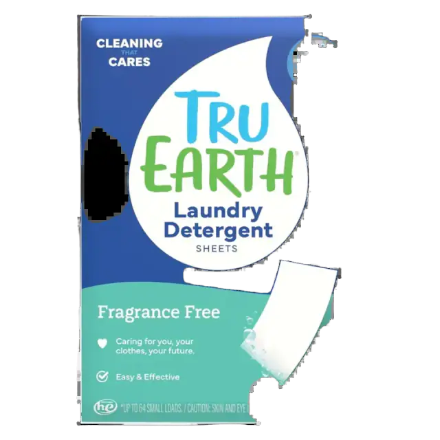 Tru Earth Compact Dry Laundry Detergent, Unscented - Up to 64 Loads (32 Sheets)