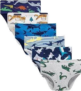 Boboking Cotton Briefs — Grey 12 Print, 6-Pack, Size 5