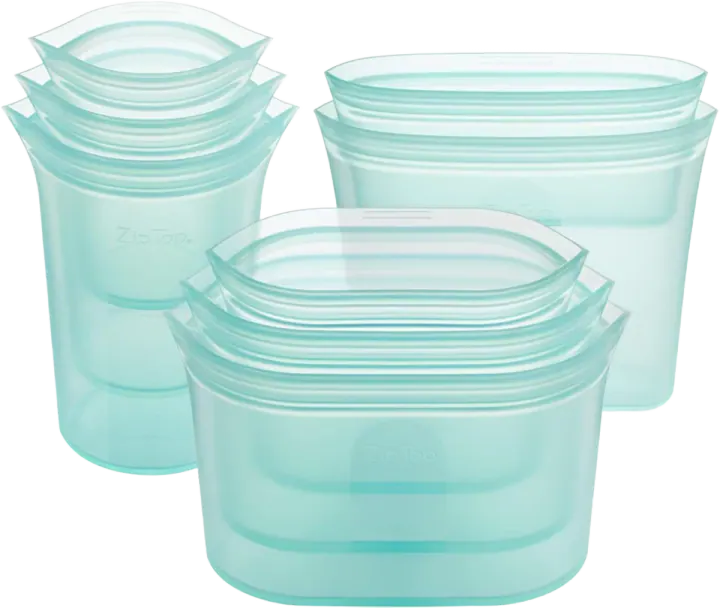 Zip Top Reusable Platinum Silicone Containers