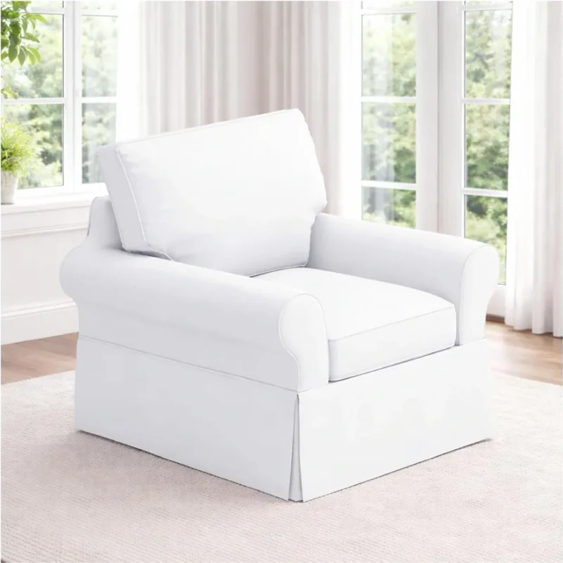 Custom Slipcover Replacement PB Basic Armchair Cover, White