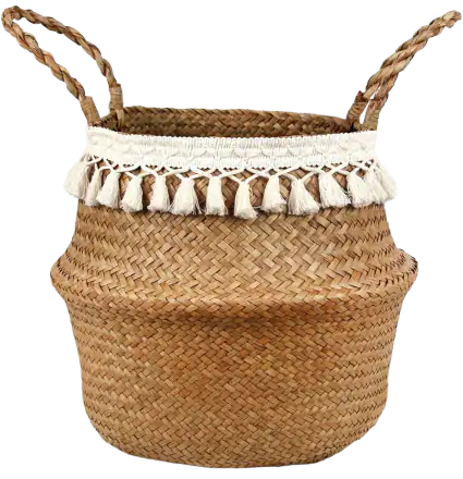 BlueMake Seagrass Belly Basket, Large, Beige