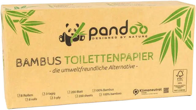 Pandoo 100% Bamboo Toilet Paper, 3-Ply, Unbleached