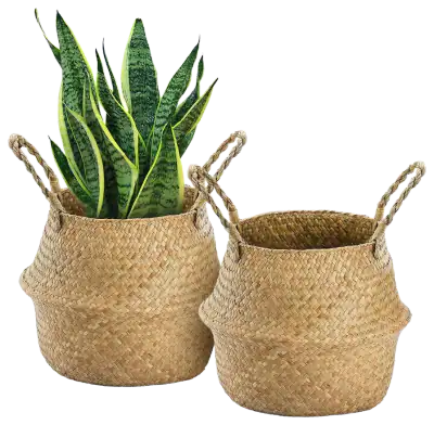 Yesland Seagrass Baskets with Handles, Large, 2-Pack