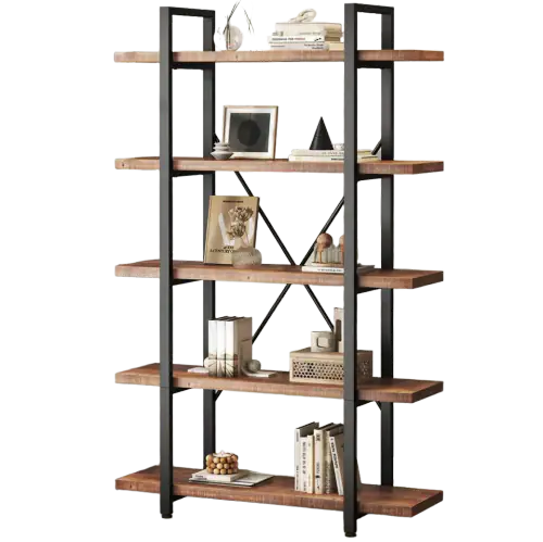 HSH Solid Wood and Metal Bookshelf