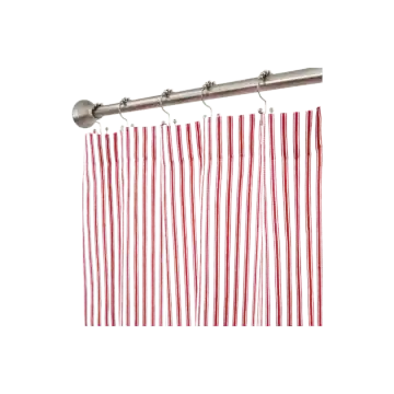 Cackleberry Home Cotton Ticking-Stripe Shower Curtain — Red, 72 x 84 in