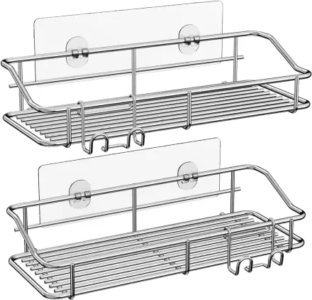 Nieifi 304 Stainless-Steel Adhesive Shower Caddies — Silver, 2 Pack