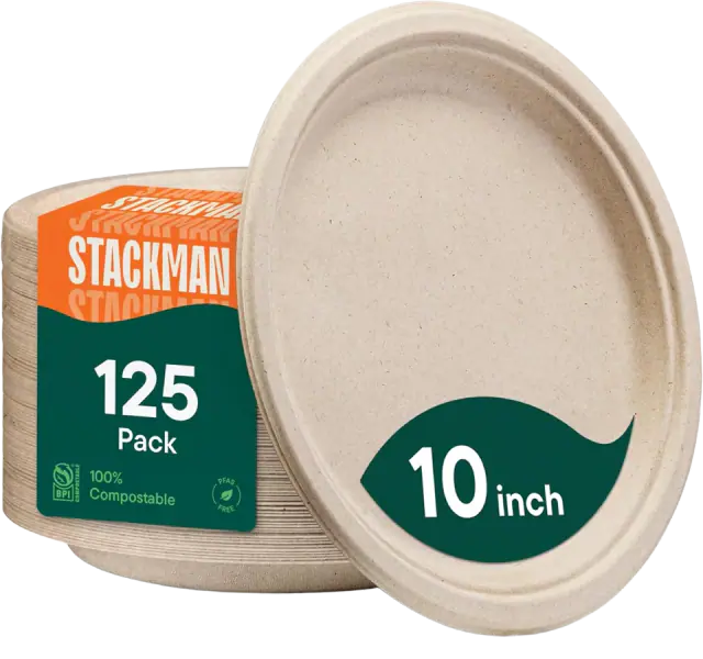 Paper Plates, 100% Compostable Heavy Duty