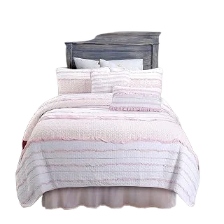 Cozy Line Pink Princess Ruffle Cotton Quilt Set — Twin