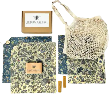 Reusable Beeswax Food Wraps with Produce Bag