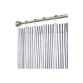 Cackleberry Home Cotton Ticking-Stripe Shower Curtain — Navy, 72 x 84 in