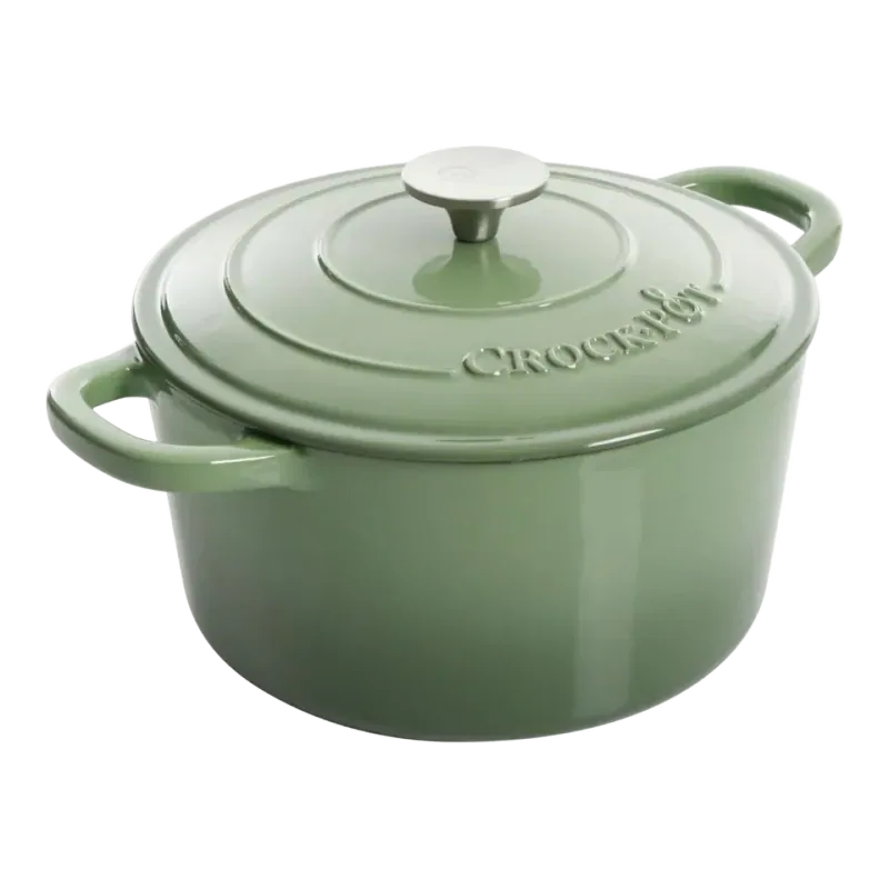 Crock Pot Artisan 5 Quart Enameled Cast Iron Round Dutch Oven, Red