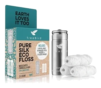 TreeBird Mint Silk Floss with Steel Dispenser, 3 Spools