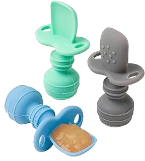 UpwardBaby Self-Feeding Silicone Baby Spoons with Anti-Choke Barrier