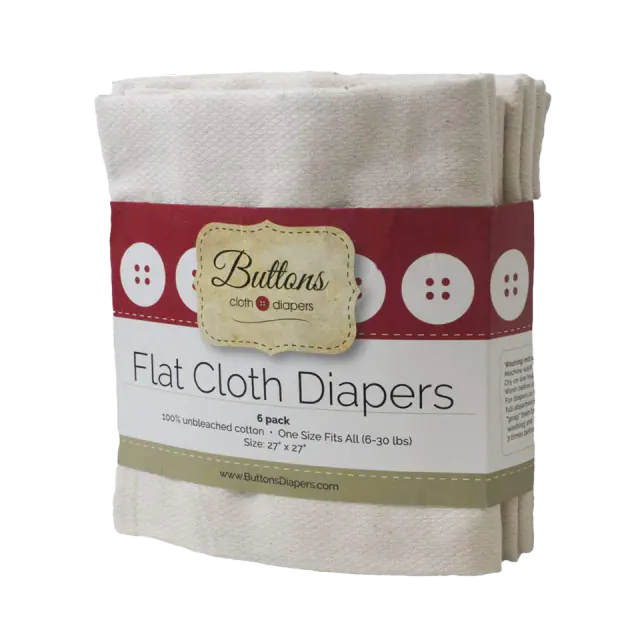 Buttons Unbleached Organic Cotton Birdseye Flat Cloth Diapers