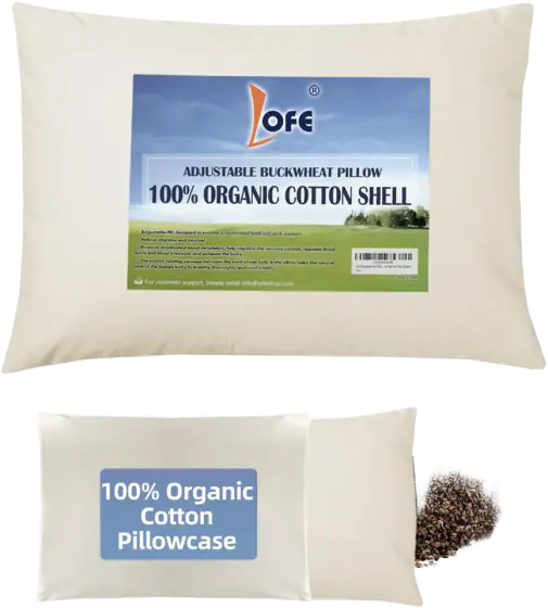 LOFE Organic Buckwheat Pillow with Organic Cotton Cover