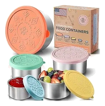 Everusely Stainless Steel Nesting Food Containers — Bright, 5-Pack