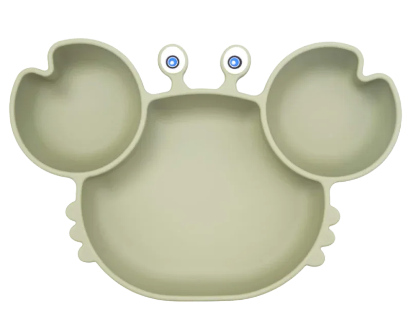 Linowos Crab Silicone Suction Plate, Tea Green