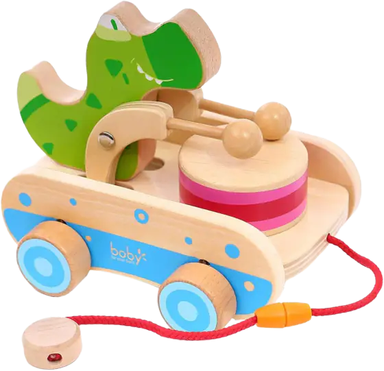 Boby Wooden Crocodile Drum Pull Toy
