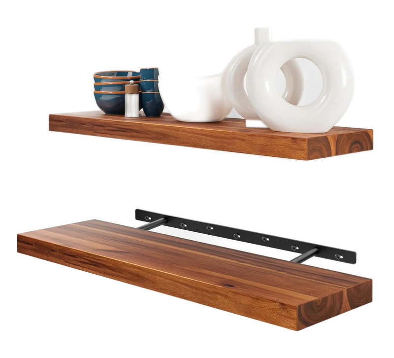 BATODA Solid Acacia Wood Floating Wall Shelves