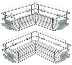 Nieifi Stainless-Steel Corner Shower Caddies with Plastic Hooks