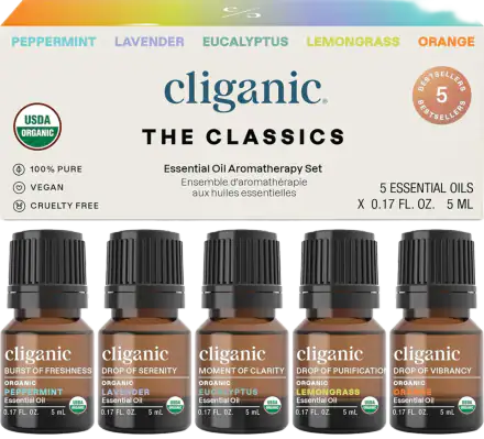 Cliganic Organic Essential Oils Set, Top 5