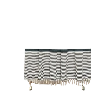 HALL & PERRY Cotton Striped Shower Curtain with Tassels — Tan
