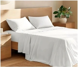 Bare Home Organic Cotton Percale Sheets — White Twin