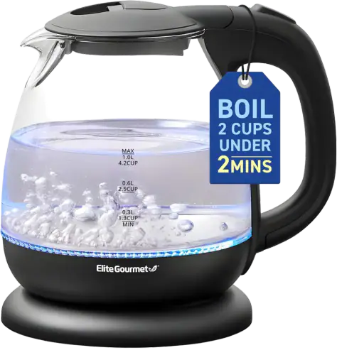 Elite Gourmet 1L Glass Electric Kettle