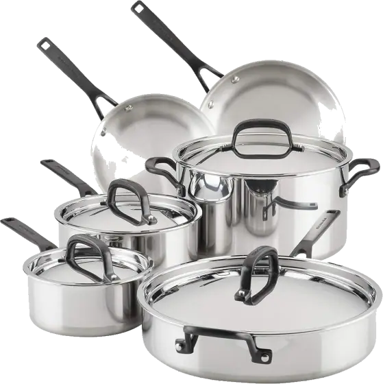 KitchenAid 10-Piece 5-Ply Stainless Steel Cookware Set