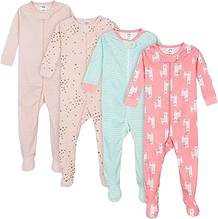 Gerber Cotton Footed Pajamas — Love Llamas, 4-Pack, 2T