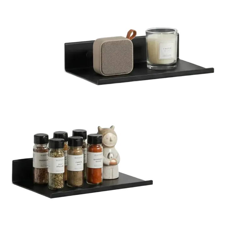 Z metnal 8-Inch Aluminum Floating Shelves — Matte Black