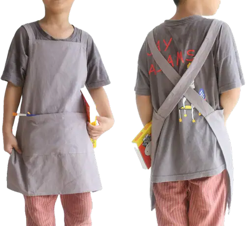 losofar Cotton-Linen Cross-Back Kids Apron, Gray