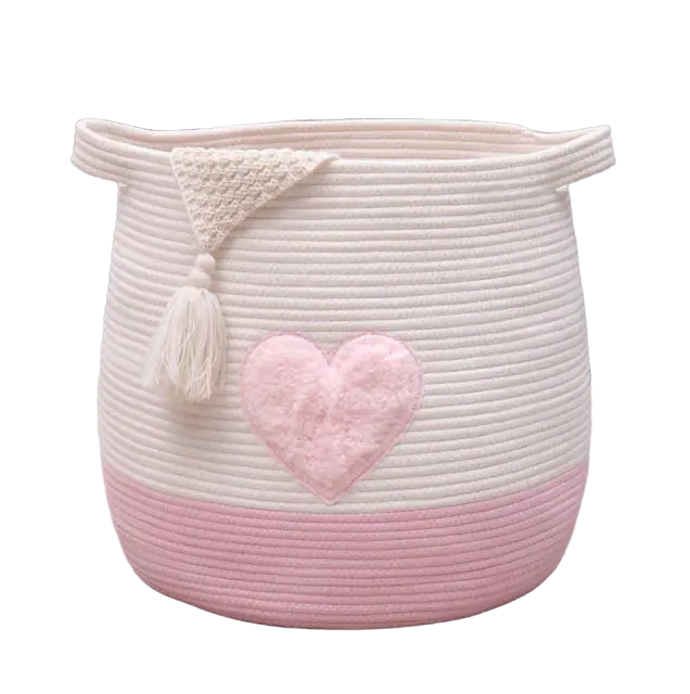 childishness ndup Cotton Rope Basket — Pink Heart