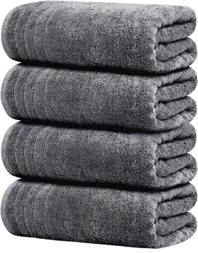 Extra Large 100% Cotton Bath Towels, 4-Pack, 30x60
