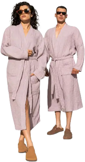 Muslin Unisex Bathrobe, 100% Cotton Kimono