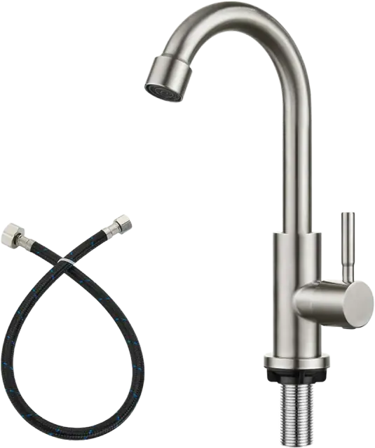 Heyalan SUS304 Stainless Steel Cold Water Bar Sink Faucet, Brushed Nickel