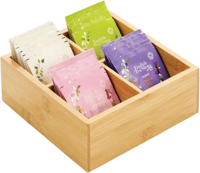 mDesign Bamboo Divided Storage Bin Organizer
