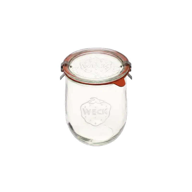 WECK 745 Tulip Jar, 1 Liter with Glass Lid, Rubber Seal and Steel Clips