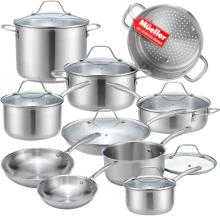 Mueller 17-Piece Stainless Steel Pots and Pans Set