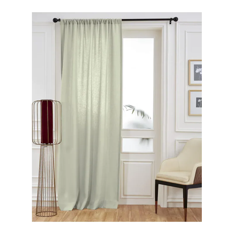Solino Home Sage Green Linen Curtain, 52 x 120