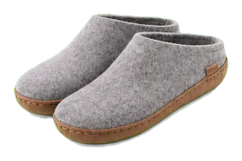 Glerups Slip-On Wool Slipper with Leather Sole